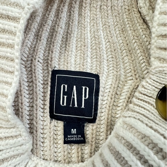 GAP Cream Asymmetrical Button Mockneck Raglan Sweater Women's Turtleneck - Picture 11 of 12